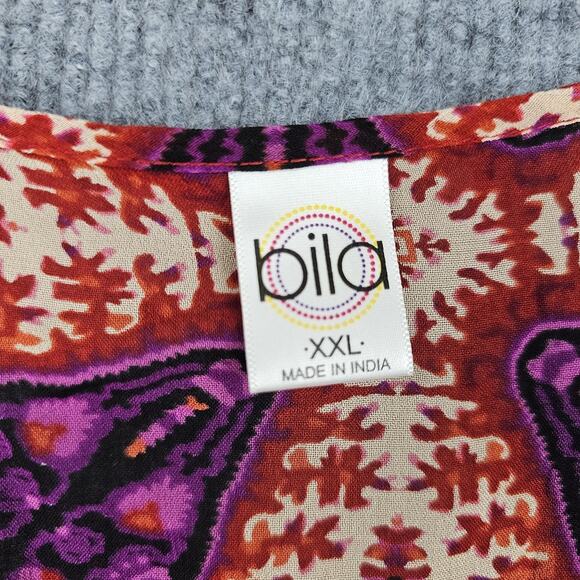 Bila Blouse Womens XXL Boho Peasant Top Lace Trim Rayon Bohemian Hippie Retro - Picture 3 of 7